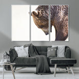 14405507-MGV-CV-36X24-Grizzly Bear Canvas Wall Art – Framed Wildlife Nature Decor, Large Brown Bear Profile Canvas Print for Living Room, Office, or