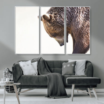 14405507-MGV-CV-36X24-Grizzly Bear Canvas Wall Art – Framed Wildlife Nature Decor, Large Brown Bear Profile Canvas Print for Living Room, Office, or