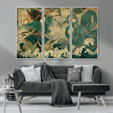 24416422-MGV-CV-36X24-Samurai vs Octopus Wall Art – Japanese Warrior Ocean Battle Canvas Print, Ukiyo e Inspired Decor for Home, Office, or Man Cave