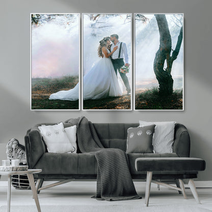 CSTM913-MGV-CV-36X24-Framed Wedding Canvas Print - Custom Wall Art Keepsake for Couples, Elegant Home Decoration Gift, Create Your Own Photo Canvas