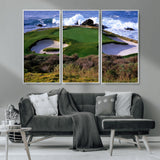 22776914-MGV-CV-36X24-Golf Course Wall Art – Oceanfront Green Canvas Print, Coastal Pebble Beach Photography Sports Decor for Living Room, Office, Man