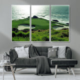 48473947-MGV-CV-36X24-Ocean Golf Course Wall Art – Panoramic Green Fairway Canvas Print, Coastal Golf Landscape Photography Sports Decor for Office, Man