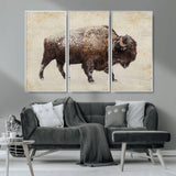 54810031-MGV-CV-36X24-Western Wall Art – Snow Covered Bison Canvas Print, Rustic Wildlife Photography Decor for Bedroom, Living Room, Office, Lodge,