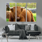 68411138-MGV-CV-36X24-Farmhouse Wall Art – Highland Cow Canvas Print, Rustic Country Cattle Photography Decor for Bedroom, Living Room, Office, Ranch,