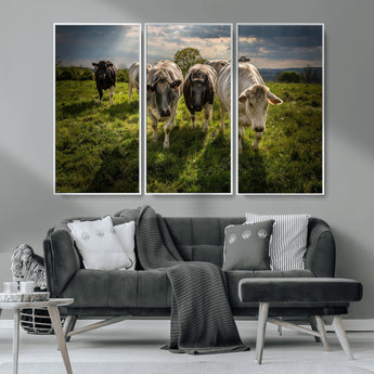 67277447-MGV-CV-36X24-Farmhouse Wall Art – Herd of Cows Canvas Print, Rustic Country Pasture Photography Decor for Bedroom, Living Room, Office, Ranch,