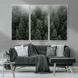 84059409-MGV-CV-36X24-Forest Wall Art – Misty Evergreen Trees Canvas Print, Tranquil Nature Photography Decor for Bedroom, Living Room, Office, Cabin or
