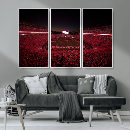 38331045-MGV-CV-36X24-Sanford Stadium Wall Art – Georgia Bulldogs Football Red Night Game Canvas Print, Electric College Sports Decor for Man Cave or