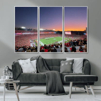 25139565-MGV-FC-48X32-3P_White-Sanford Stadium Wall Art – Georgia Bulldogs Football Sunset Panorama Canvas Print, College Game Day Decor for Man Cave, Bar, or