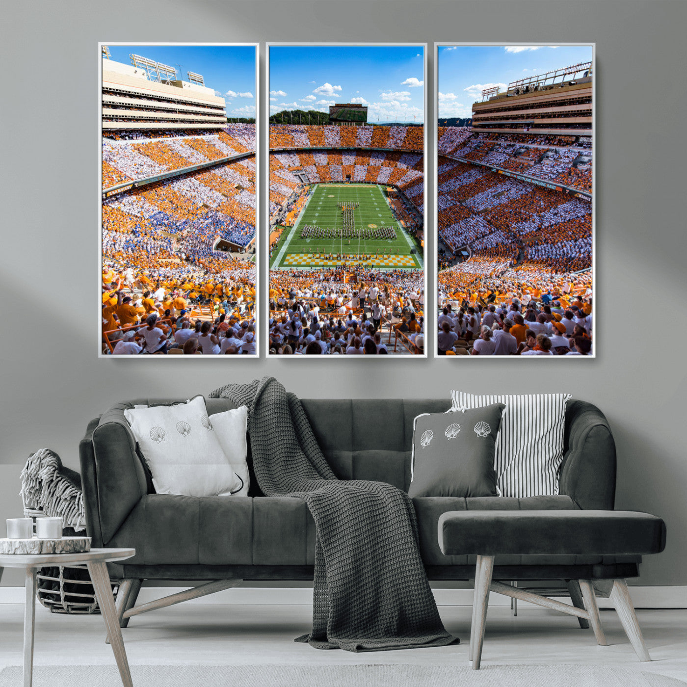 64238859-MGV-CV-36X24-Neyland Stadium Wall Art – Tennessee Volunteers Checkerboard Game Day Canvas Print, College Football Panorama Decor for Man Cave