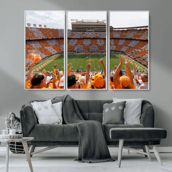 76011417-MGV-CV-36X24-Tennessee Volunteers Wall Art – Neyland Stadium Checkerboard Crowd Canvas Print, Vols Football Game Day Fan Perspective Sports