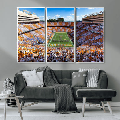 77097951-MGV-CV-36X24-Neyland Stadium Wall Art – Panoramic Tennessee Volunteers Checkerboard Crowd Canvas Print, Football Game Day Decor for Office, Man