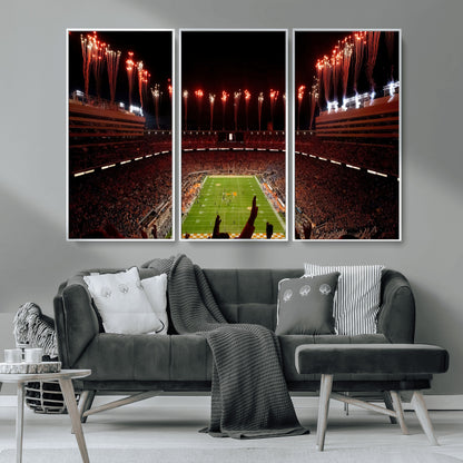 73358115-MGV-CV-36X24-Neyland Stadium Wall Art – Panoramic Tennessee Volunteers Night Game Canvas Print, Fireworks Football Celebration Sports Decor for