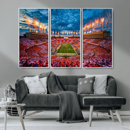 94266219-MGV-CV-36X24-Neyland Stadium Wall Art – Panoramic Tennessee Volunteers Checkerboard Crowd Fireworks Canvas Print, Football Game Day Sports