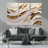 41237-MGV-CV-36X24-Gold Waves Wall Art Canvas Print, Framed Elegant Flow Art Picture Print, Luxury Layers Perfect Minimal Luxe Decor Artwork