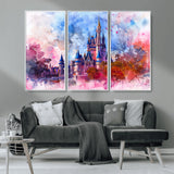 15129-MGV-CV-36X24-Disney Castle Wall Art Canvas Print, Framed Cinderella Palace Art Picture Print, Fantasy Kingdom Perfect Whimsical Fairytale Decor