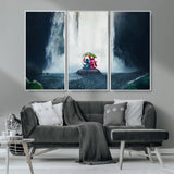 32259-MGV-CV-36X24-Stitch Angel Wall Art Canvas Print, Framed Stitch Waterfall Art Picture Print, Cartoon Couple Perfect Moody Fantasy Decor Artwork