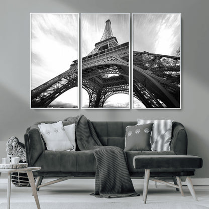 40006-MGV-CV-36X24-Eiffel Tower Wall Art – Black and White Architectural Photo Print, Paris Inspired Decor for Bedroom, Office, Studio or Modern