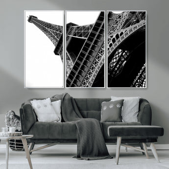 89033-MGV-CV-36X24-Eiffel Tower Wall Art – Dramatic Black and White Architectural Canvas Print, Modern Paris Decor for Office, Living Room or