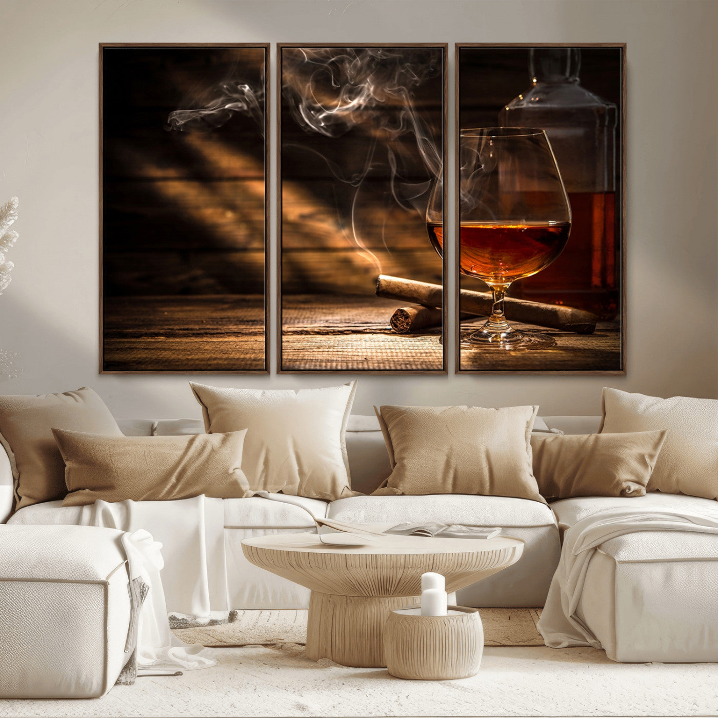 92305-MGV-CV-36X24-Whiskey & Cigar Wall Art – Moody Whiskey and Cigar Canvas Print, Sophisticated Bar or Home Lounge Decor for Office, Man Cave or