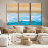 43046-MGV-CV-36X24-Aerial Beach Wall Art – Serene Ocean Waves & Sandy Shore Canvas Print, Coastal Home Decor for Living Room, Bedroom or Office