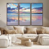 64882-MGV-CV-36X24-Tranquil Sunset Beach Wall Art – Panoramic Ocean Reflection Canvas Print, Calm Coastal Decor for Bedroom, Living Room or Office