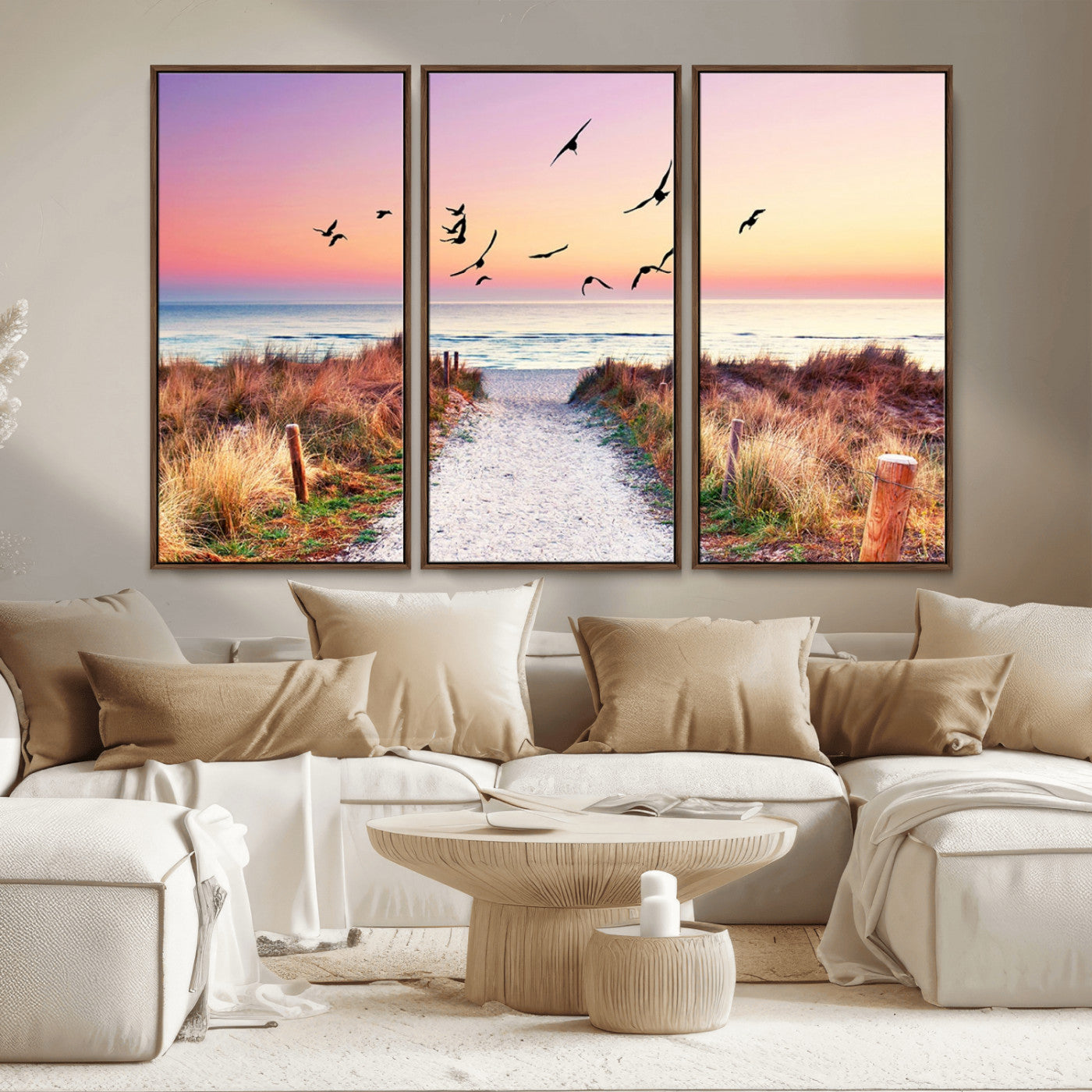 54411-MGV-CV-36X24-Coastal Path Sunrise Wall Art – Serene Ocean Canvas Print, Beach Landscape Decor for Living Room, Bedroom or Office, Peaceful