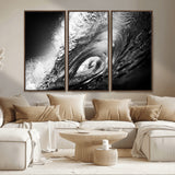 22702-MGV-CV-36X24-Black and White Ocean Wave Wall Art – Powerful Surf Curl Photography Canvas Print, Modern Coastal Decor for Living Room, Office or