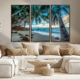 39679-MGV-CV-36X24-Tropical Palm Beach Wall Art – Serene Ocean Canvas Print with Palm Trees and Rocks, Coastal Paradise Decor for Living Room or