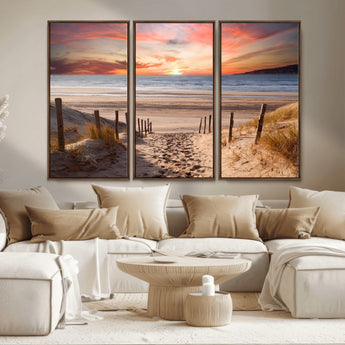 78111-MGV-CV-36X24-Sunset Pathway Wall Art – Panoramic Coastal Canvas Print, Tranquil Beach Decor for Living Room, Office or Bedroom
