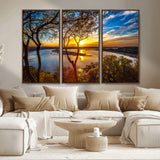 66839-MGV-CV-36X24-Lake Sunset Wall Art – Golden Hour Canvas Print with Trees and Water Reflection, Scenic Landscape Photography for Living Room,