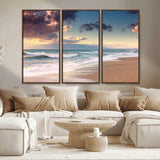 42253-MGV-CV-36X24-Serene Beach Waves Wall Art – Tranquil Ocean Horizon Canvas Print, Coastal Seascape Decor for Living Room or Office Wall