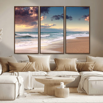 42253-MGV-CV-36X24-Serene Beach Waves Wall Art – Tranquil Ocean Horizon Canvas Print, Coastal Seascape Decor for Living Room or Office Wall
