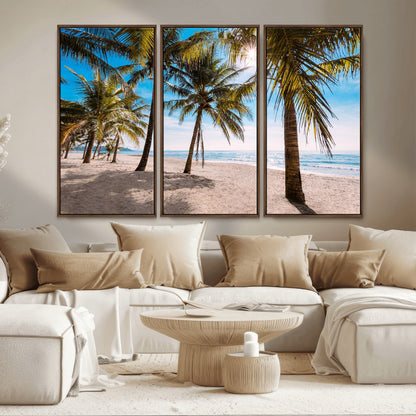 98175-MGV-CV-36X24-Tropical Palm Beach Wall Art – Relaxing Ocean Shore Canvas Print with Palm Trees, Coastal Summer Decor for Living Room, Bedroom or