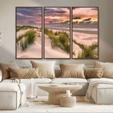 60570-MGV-CV-36X24-Beach Sunset Wall Art – Coastal Sand Dunes and Ocean Horizon Canvas Print, Tranquil Seascape Photography Decor for Living Room or