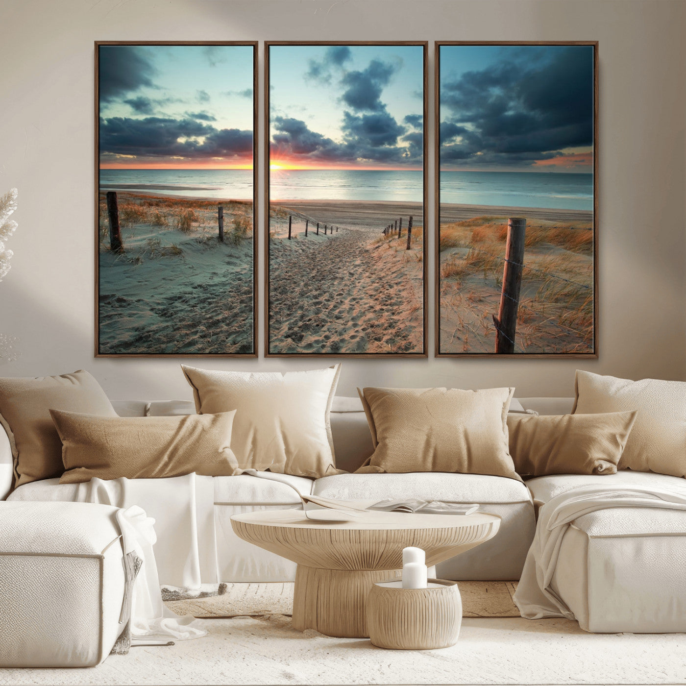 25788-MGV-CV-36X24-Sunset Beach Path Wall Art – Scenic Coastal Dunes and Ocean Canvas Print, Tranquil Seaside Landscape Decor for Living Room or