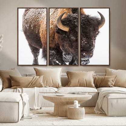 65605-MGV-CV-36X24-Snow Bison Wall Art – Close Up Buffalo Canvas Print, Rustic Western Wildlife Photography, Farmhouse Cabin Lodge Decor for Living