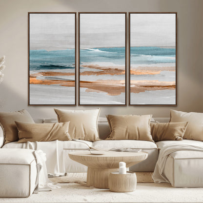 23430-MGV-CV-36X24-Abstract Coastal Wall Art – Modern Ocean Horizon Canvas Print, Minimalist Beach Scene Painting for Bedroom, Living Room, Office or