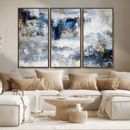 59716-MGV-CV-36X24-Abstract Blue and Gold Wall Art – Modern Textured Canvas Print, Contemporary Painting for Living Room, Bedroom, or Office Decor