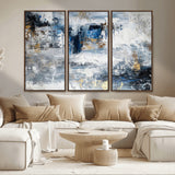 59716-MGV-CV-36X24-Abstract Blue and Gold Wall Art – Modern Textured Canvas Print, Contemporary Painting for Living Room, Bedroom, or Office Decor