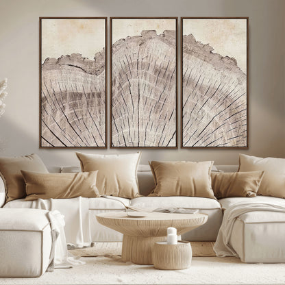 67528-MGV-CV-36X24-Wood Ring Wall Art Canvas Print, Framed Tree Ring Art Picture Print, Rustic Tree Ring Perfect Neutral Boho Decor Artwork