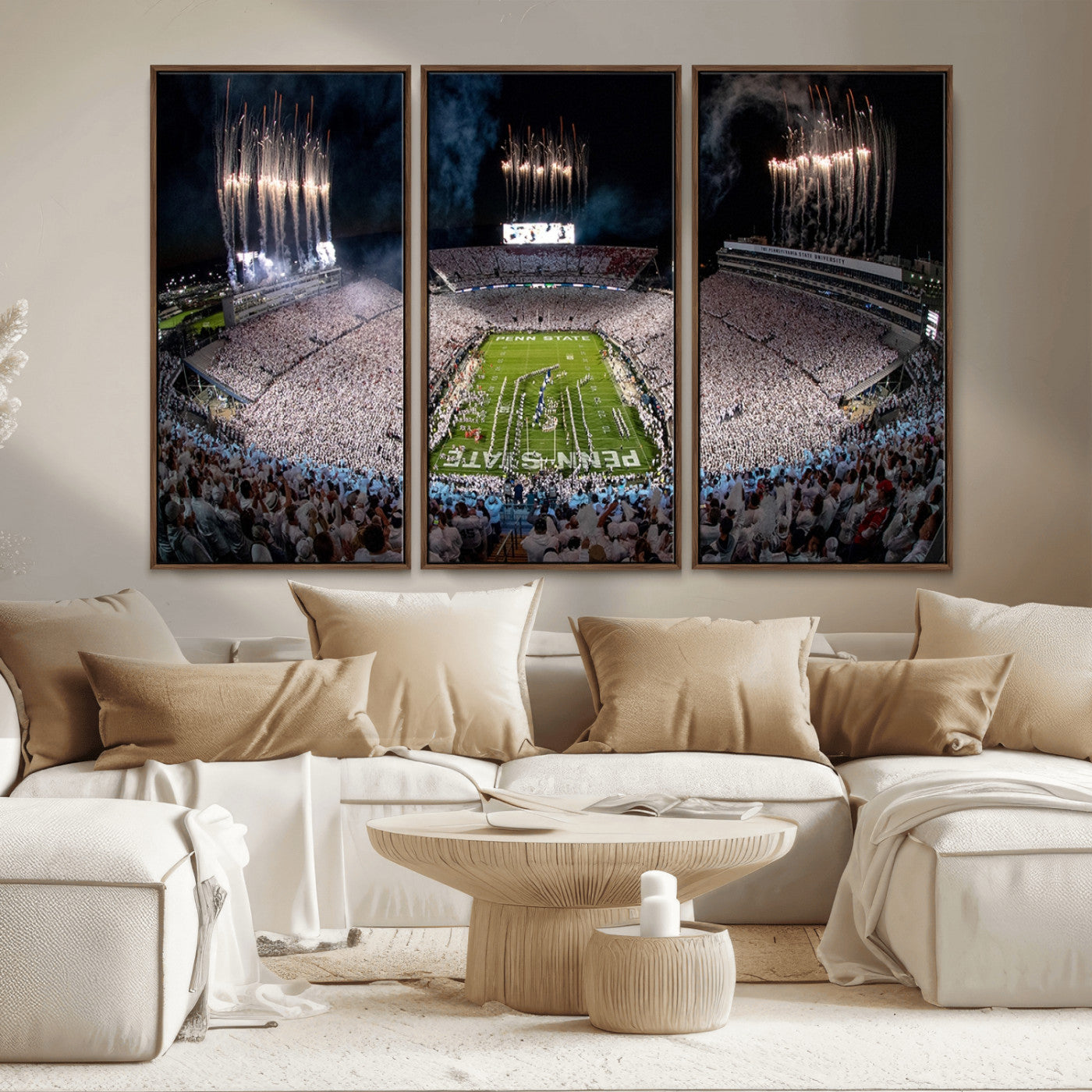 11391-MGV-CV-36X24-Penn State Stadium Wall Art – Panoramic White Out Football Game Canvas Print, College Sports Decor for Office, Man Cave, or Living