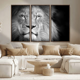 94453-MGV-CV-36X24-Lion Portrait Wall Art – Black and White King of the Jungle Canvas Print, Safari Wildlife Decor for Office, Bedroom, or Living