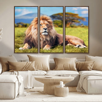 67826-MGV-CV-36X24-Majestic Lion Wall Art – King of the Jungle Canvas Print, Safari Wildlife Decor for Living Room, Office, or Man Cave