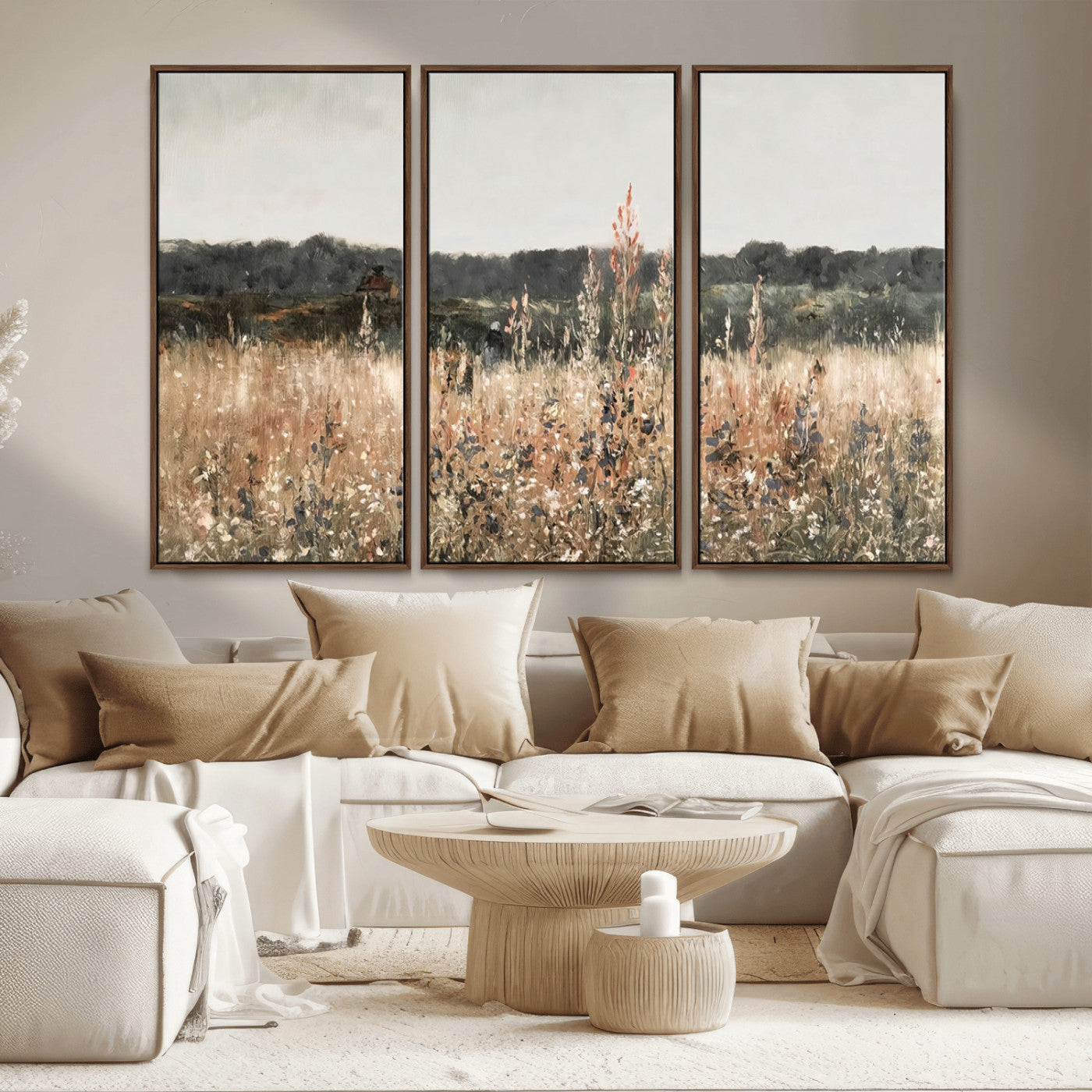 46308-MGV-CV-36X24-Wildflower Field Wall Art – Rustic Meadow Landscape Canvas Print, Country Nature Decor for Living Room, Bedroom or Farmhouse