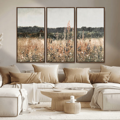 46308-MGV-CV-36X24-Wildflower Field Wall Art – Rustic Meadow Landscape Canvas Print, Country Nature Decor for Living Room, Bedroom or Farmhouse
