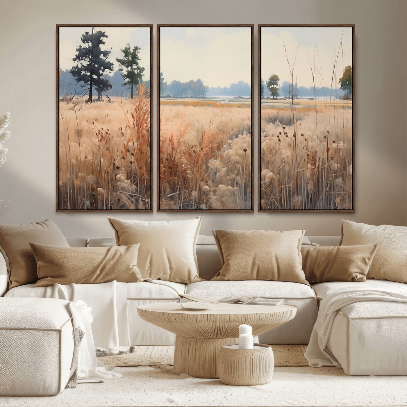 98822-MGV-CV-36X24-Autumn Meadow Wall Art – Tranquil Grassland Landscape Canvas Print, Rustic Country Decor for Living Room, Bedroom or Farmhouse