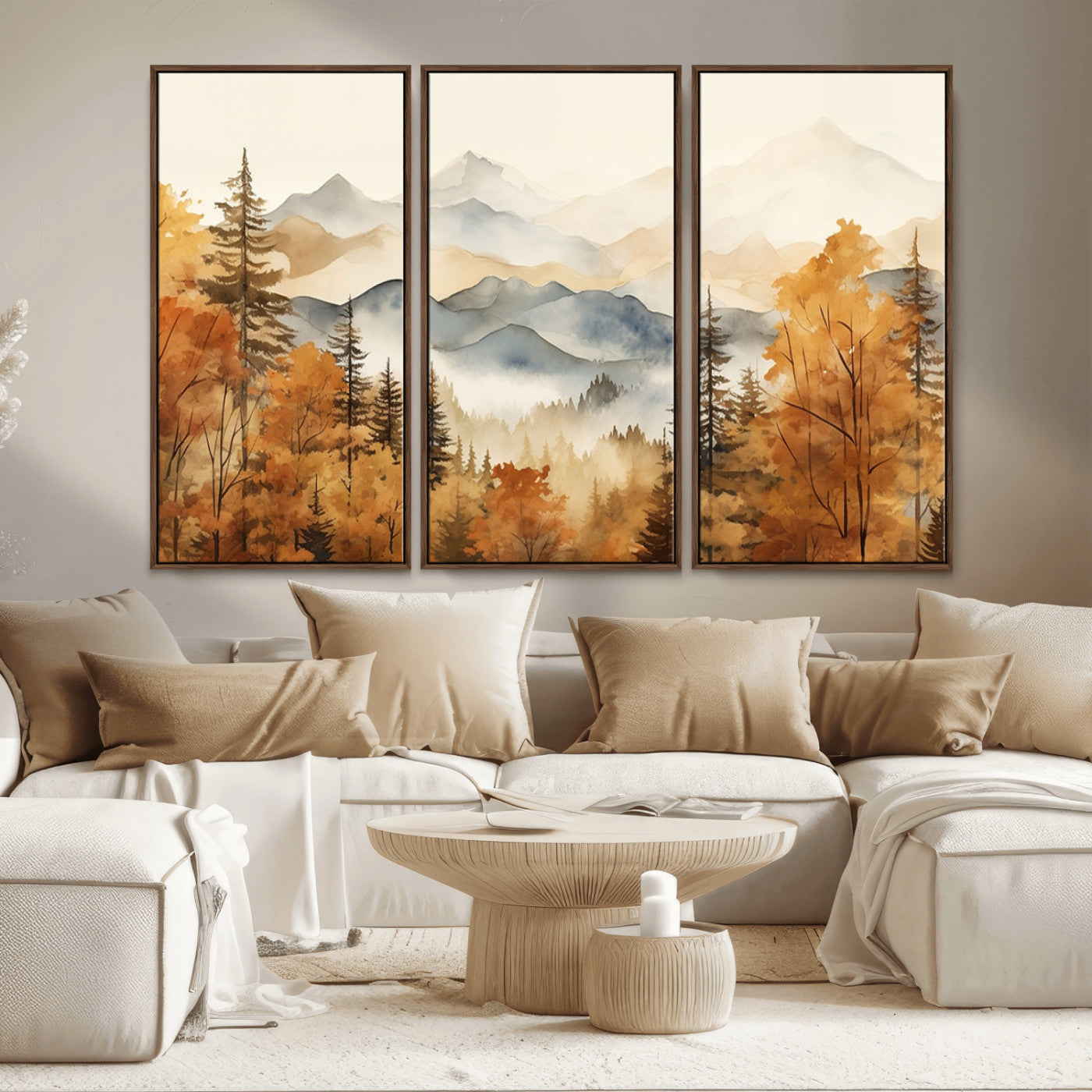 72950-MGV-CV-36X24-Autumn Mountain Forest Wall Art – Golden Fall Landscape Canvas Print, Nature-Inspired Home Decor for Living Room, Bedroom or
