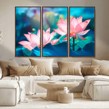 32559-MGV-CV-36X24-Lotus Flower Wall Art – Pink Water Lily Canvas Print, Tranquil Nature Decor for Living Room, Bedroom or Meditation Space