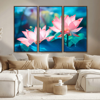 32559-MGV-CV-36X24-Lotus Flower Wall Art – Pink Water Lily Canvas Print, Tranquil Nature Decor for Living Room, Bedroom or Meditation Space