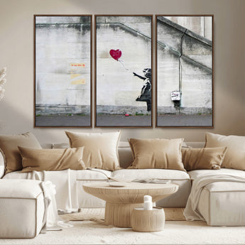 50559-MGV-CV-36X24-Banksy Girl with Balloon Wall Art – Famous Street Graffiti Canvas Print, Modern Urban Artwork for Living Room, Bedroom or Office